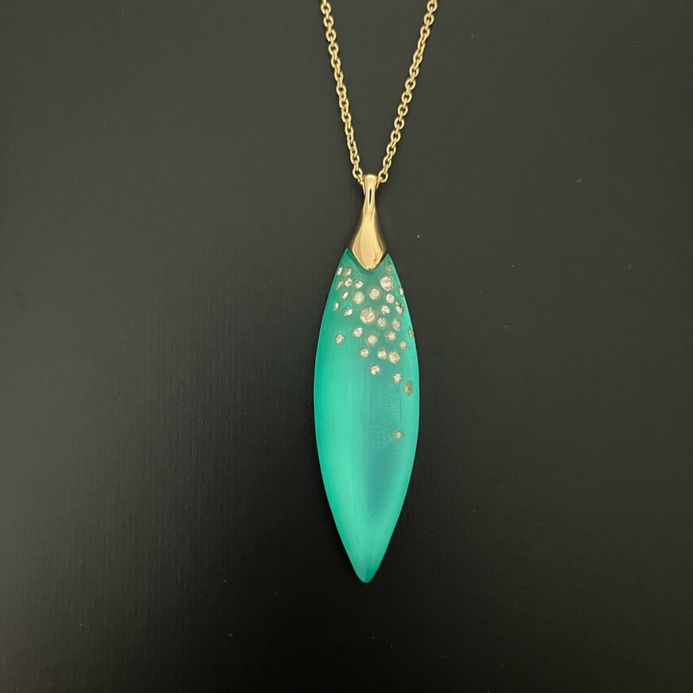Alexis Bittar Long Lucite and Crystal Pendant Necklace.